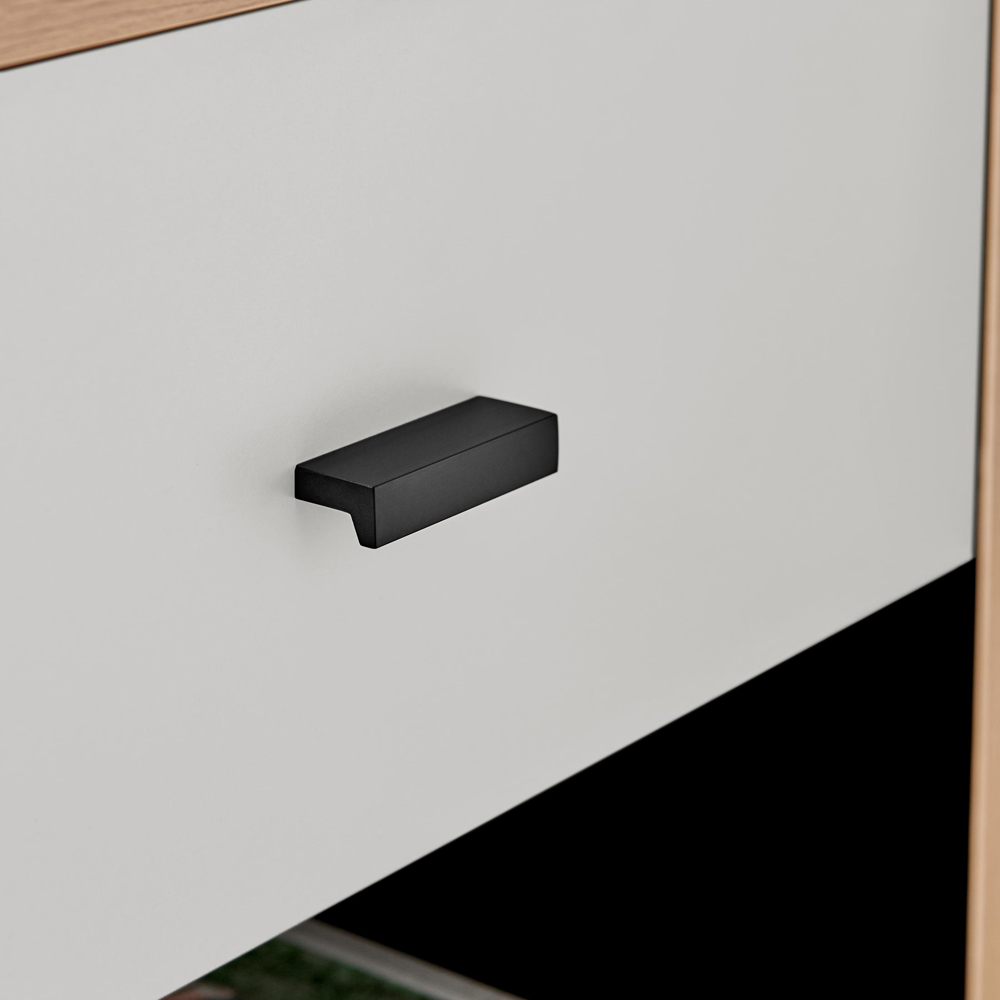 Furniturebox Billet Single Drawer Single Shelf Off White and Wood Effect Bedside Table Image 2