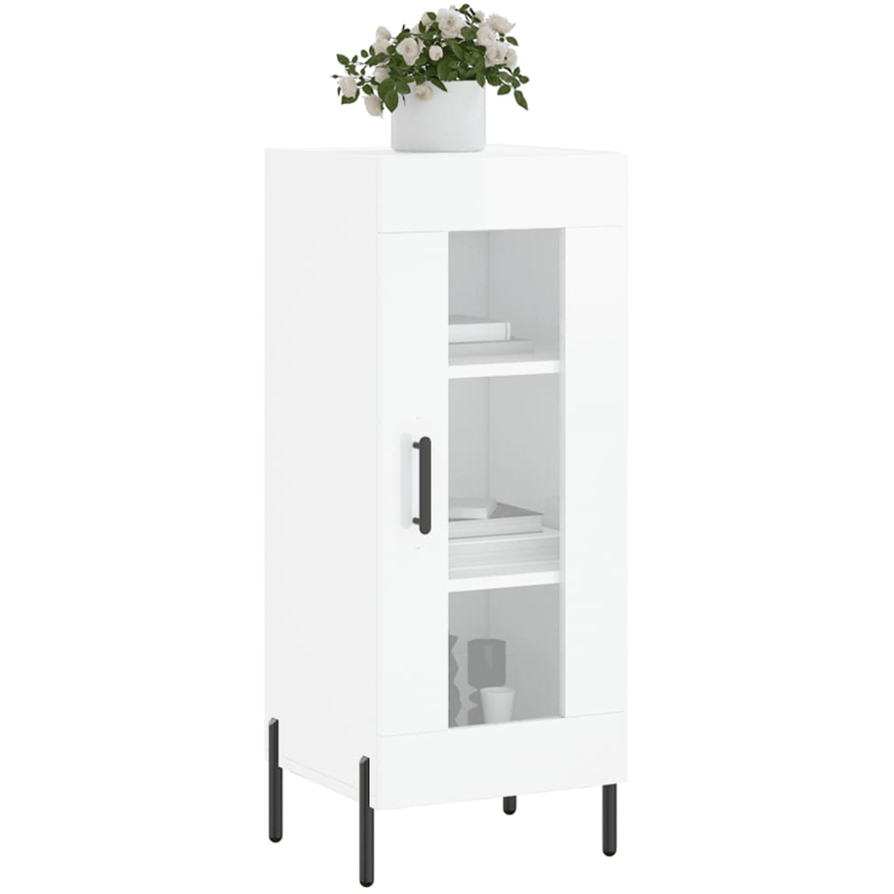 vidaXL Single Glass Door White Sideboard Image 3