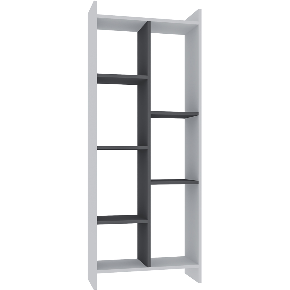 Decorotika Eden 7 Shelf White and Anthracite Freestanding Bookcase Image 2