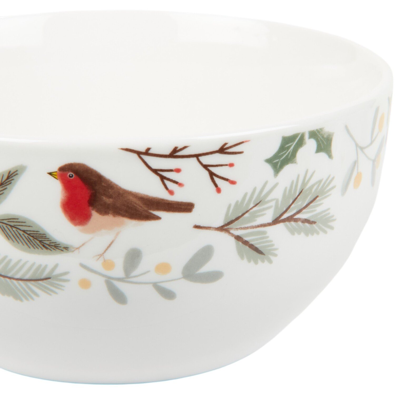 Merry Robin Rice Bowl White Image 3