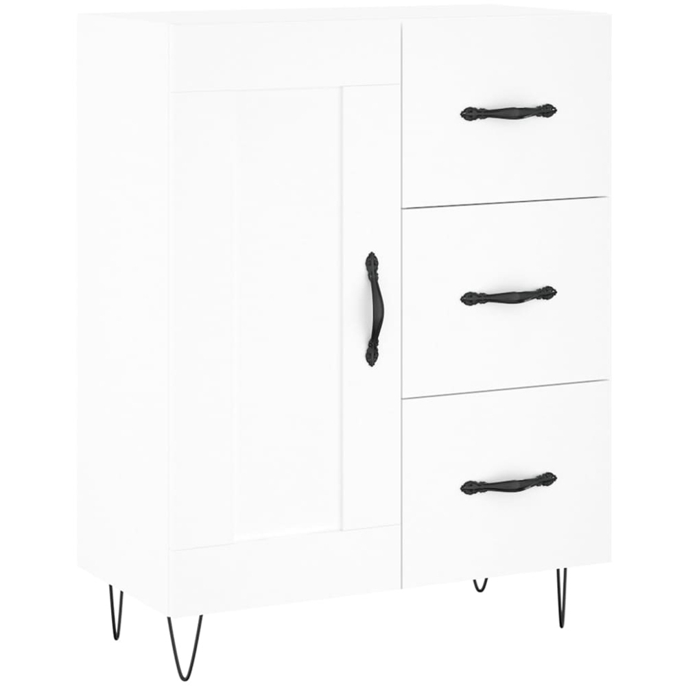 vidaXL 3 Door 3 Drawer White Highboard with Black Handles Image 7
