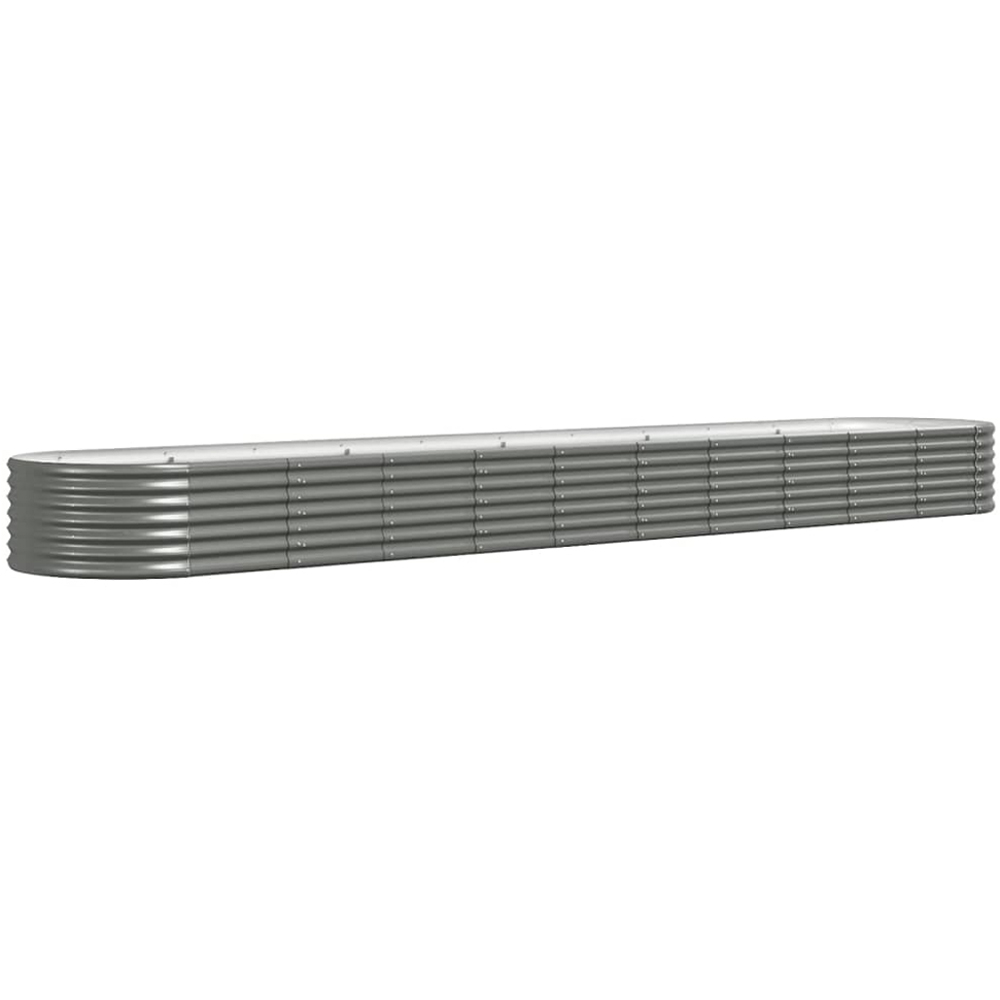 vidaXL Grey Galvanised Steel Oval Extra Long Raised Garden Bed 440 x 80 x 36cm Image 1