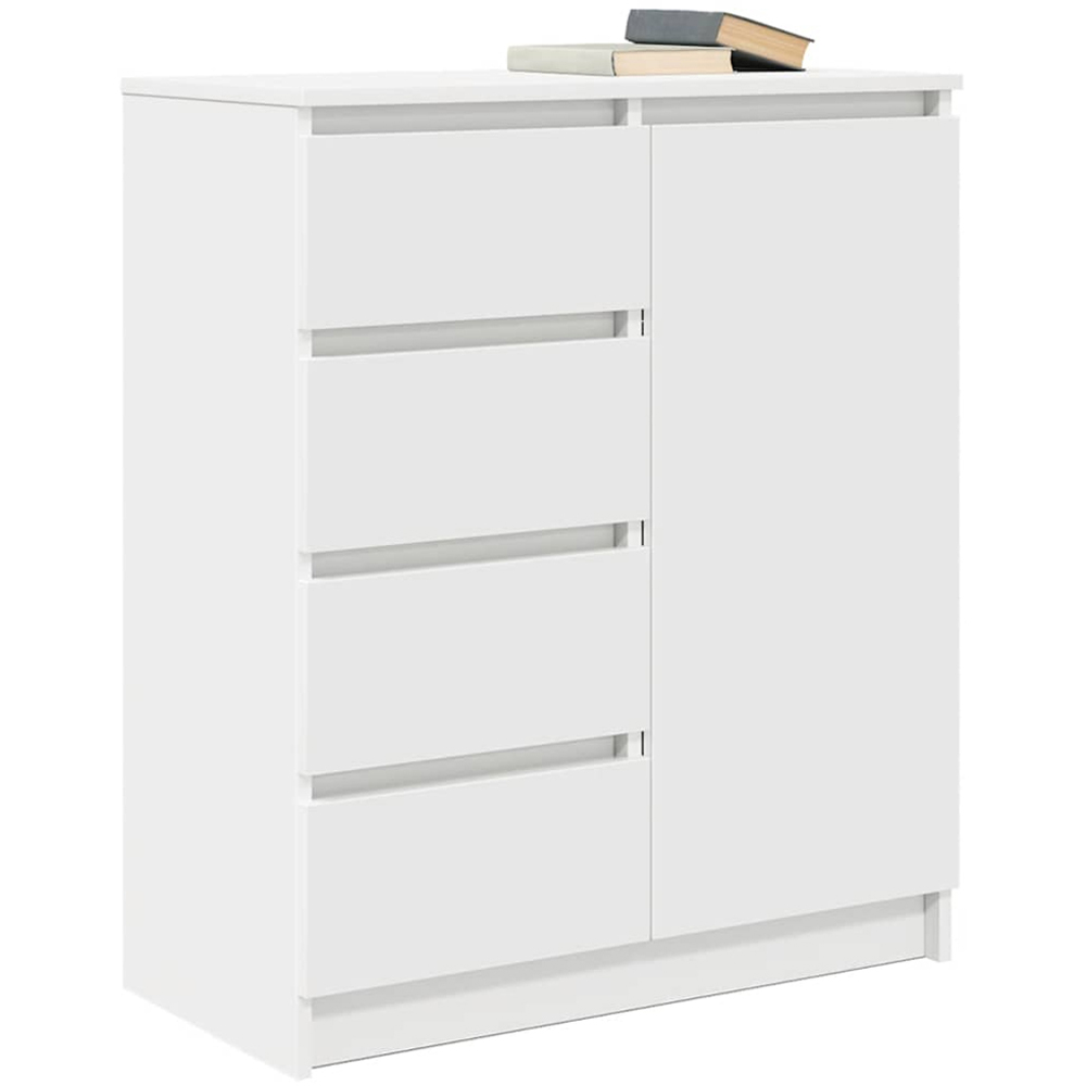 vidaXL Single Door 4 Drawer White Sideboard Image 3