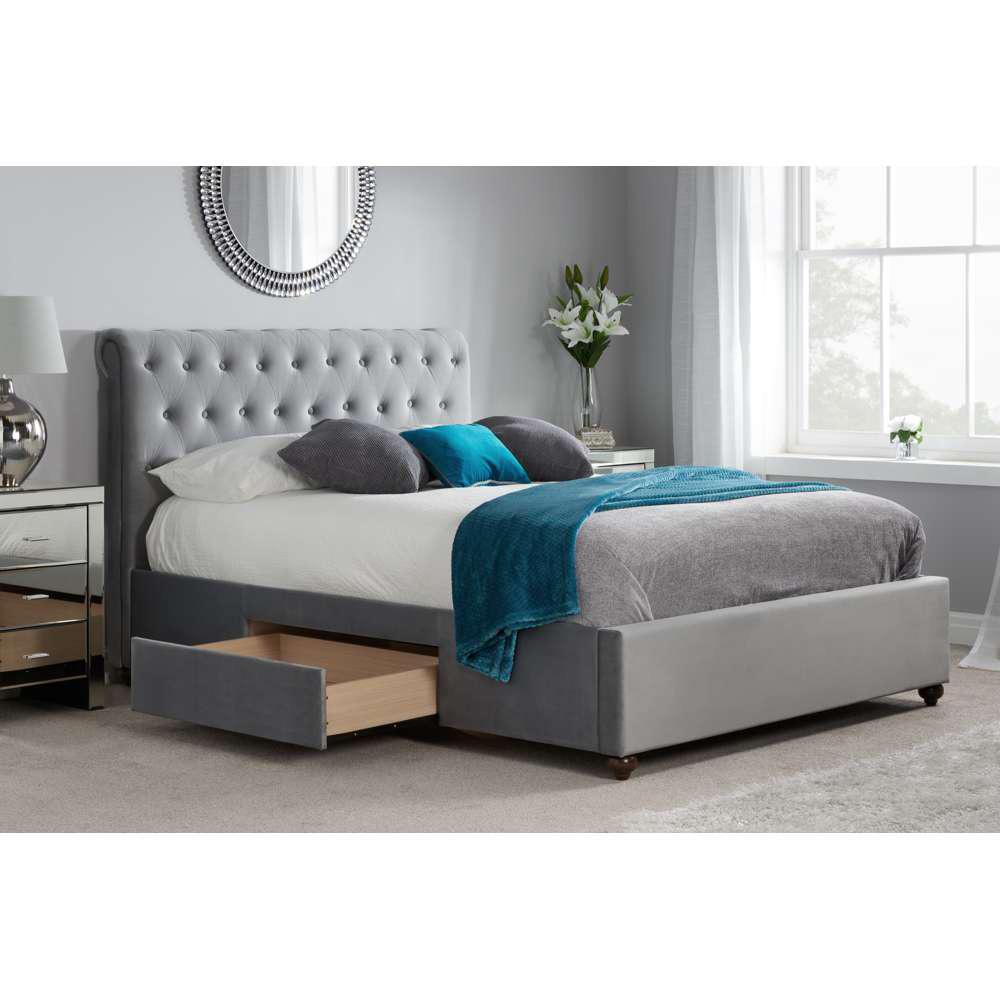 Marlow Super King Grey Velvet Bed Frame Image 8