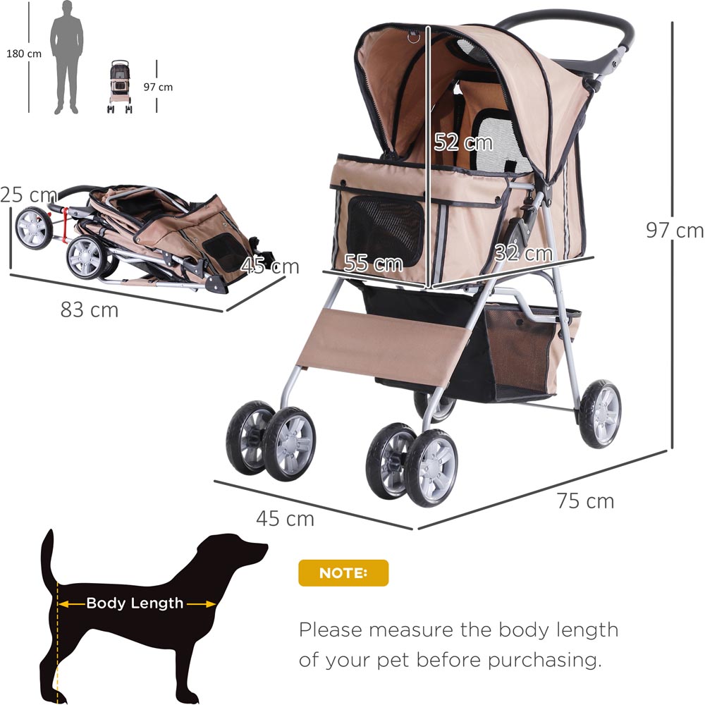 PawHut Pet Stroller Brown Image 8