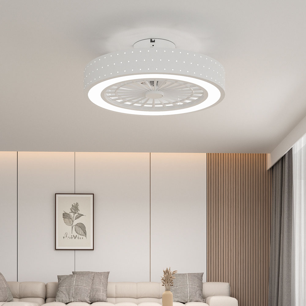 Living and Home White Round Acrylic LED Ceiling Fan Light 19 inch Image 8