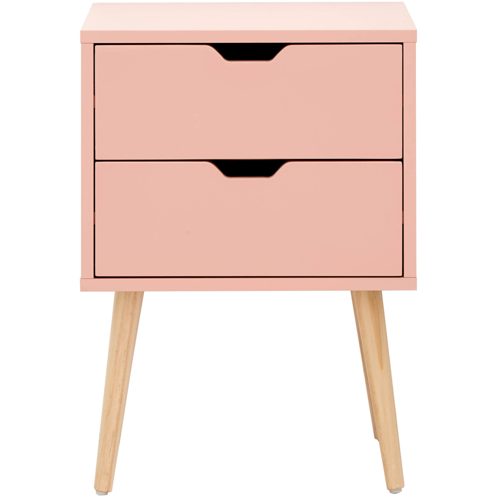 GFW Nyborg 2 Drawer Coral Pink Bedside Table Image 2