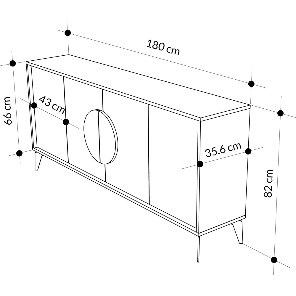 Decortie Gora 4 Door Dark Oak Effect Sandstone Sideboard with Circle Handle Image 7