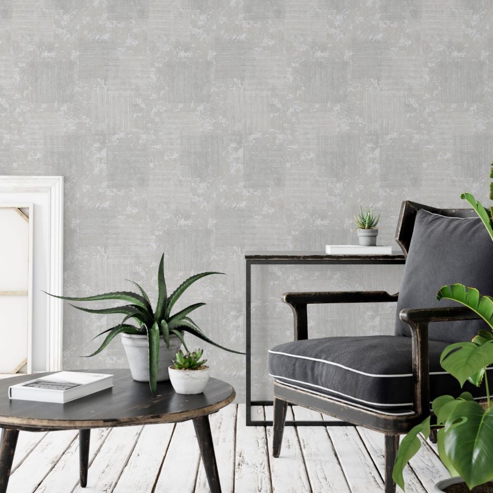 Superfresco Colours Armature Texture Grey and Silver Wallpaper | Wilko
