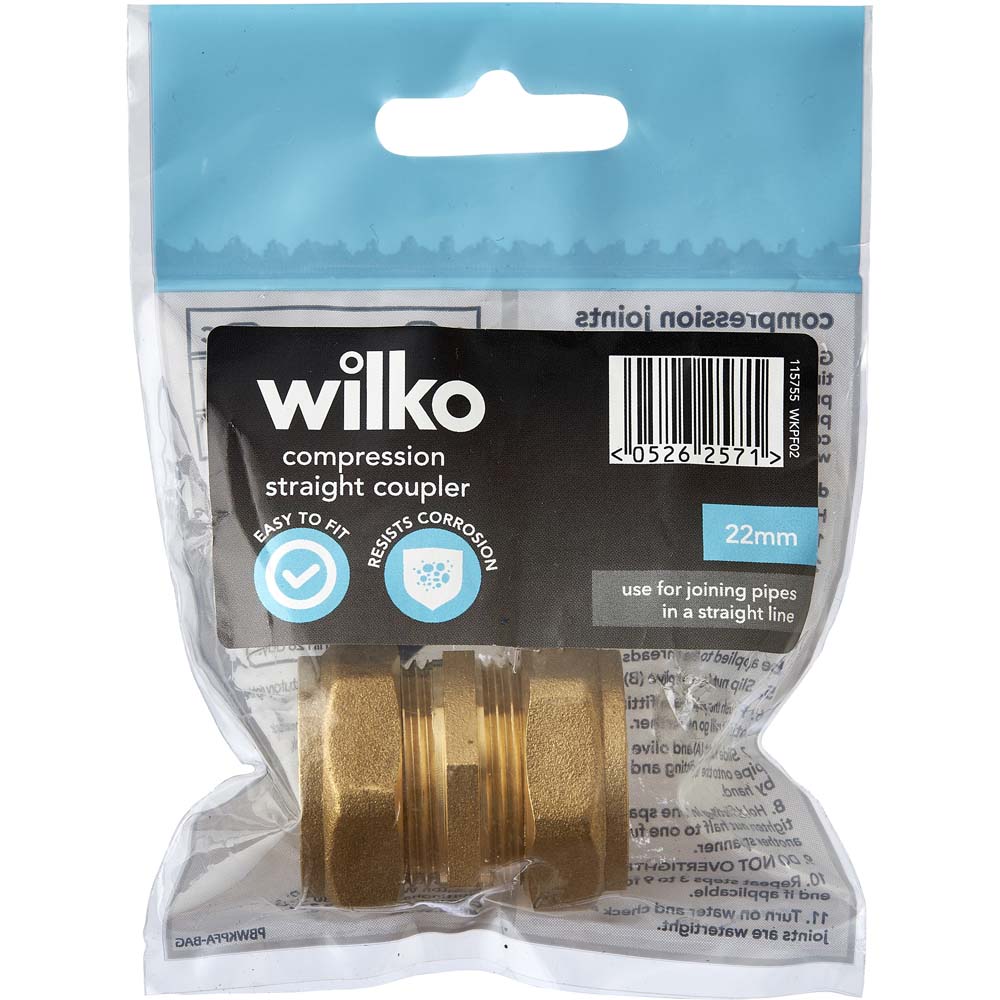 Wilko 22mm Compression Straight Coupler Image 3