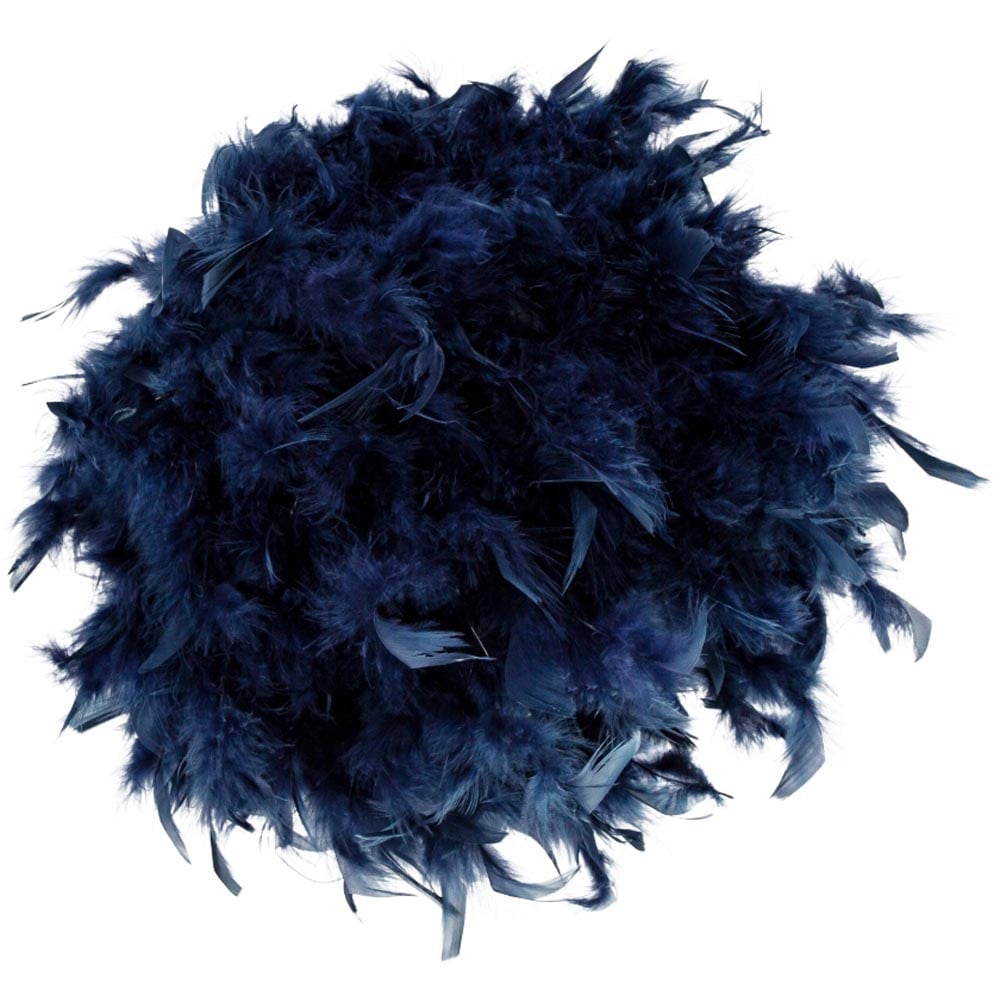 Happy Homewares Navy Blue Feather Decorated Pendant Shade Small Image 3