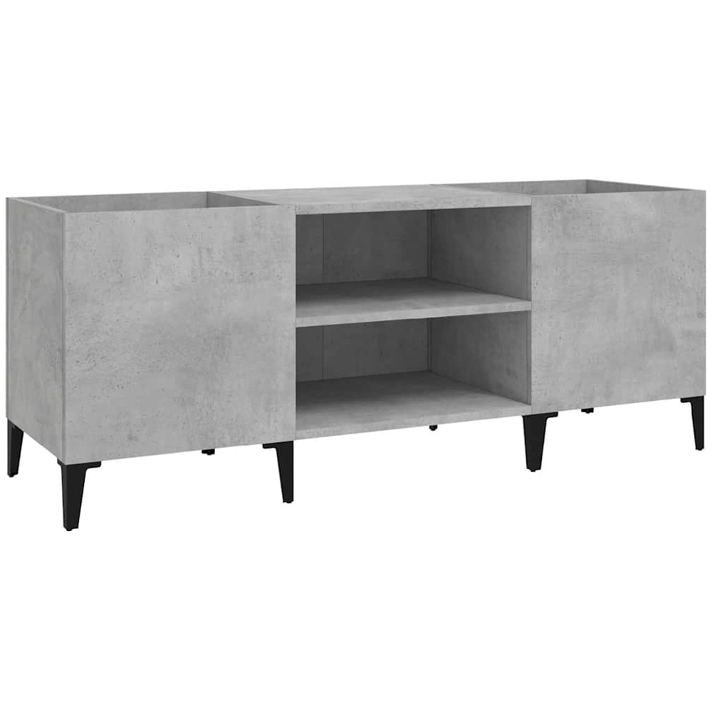 vidaXL 2 Shelf Concrete Grey Wide Record Cabinet Image 2
