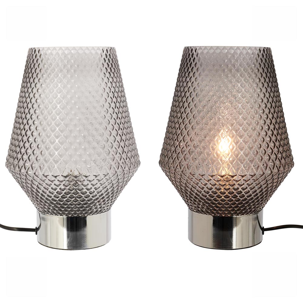 Wilko Grey Laura Glass Lamp Large Image 6