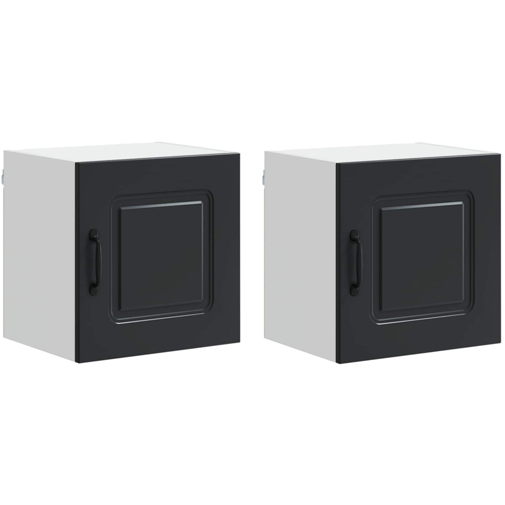 vidaXL Kalmar Single Door Black Wall Mounted Square Kitchen Cabinet Set of 2 Image 2