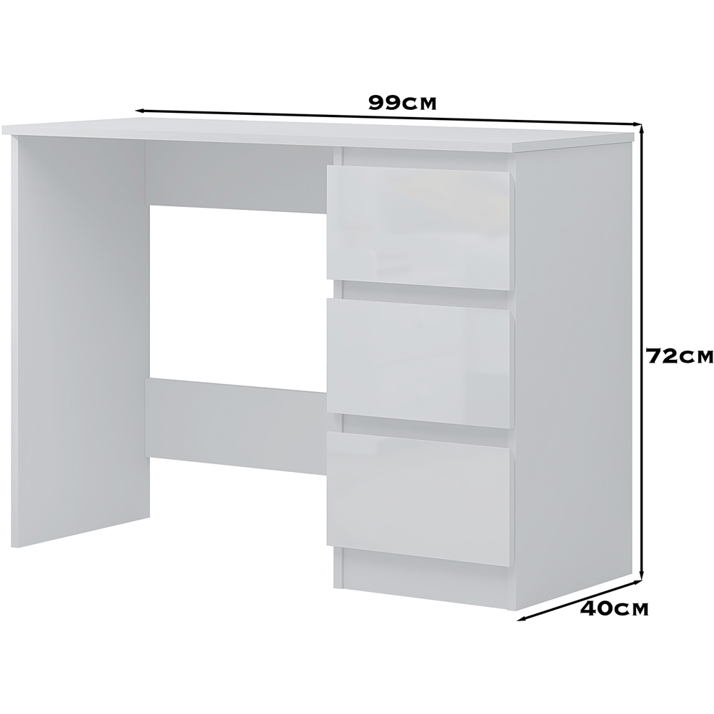 FWStyle Stora 3 Drawer White Gloss Dressing Table Image 6