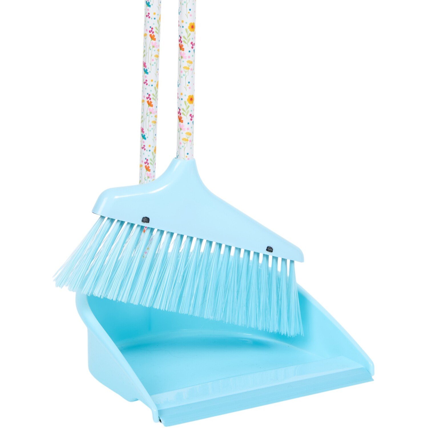 In Bloom Long Handle Dust Pan and Brush Blue Image 1