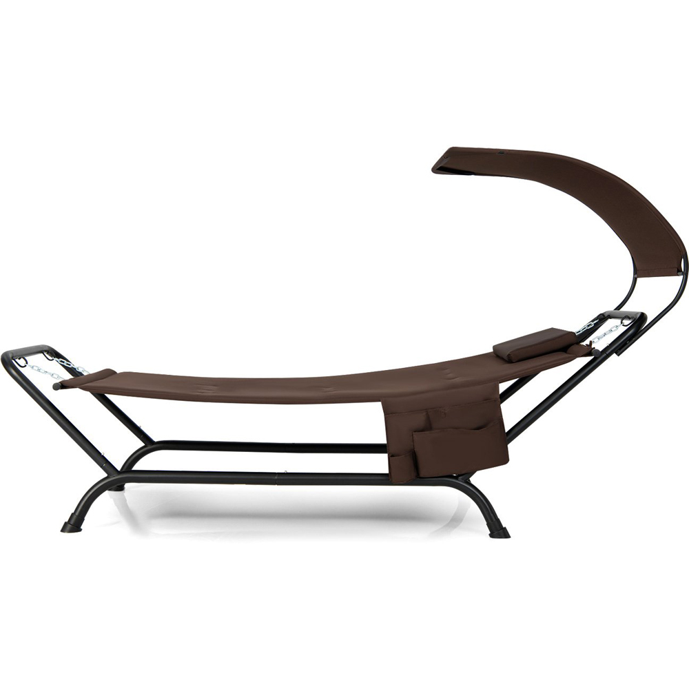 Costway Coffee Canopy Garden Hammock with Cushion Image 2
