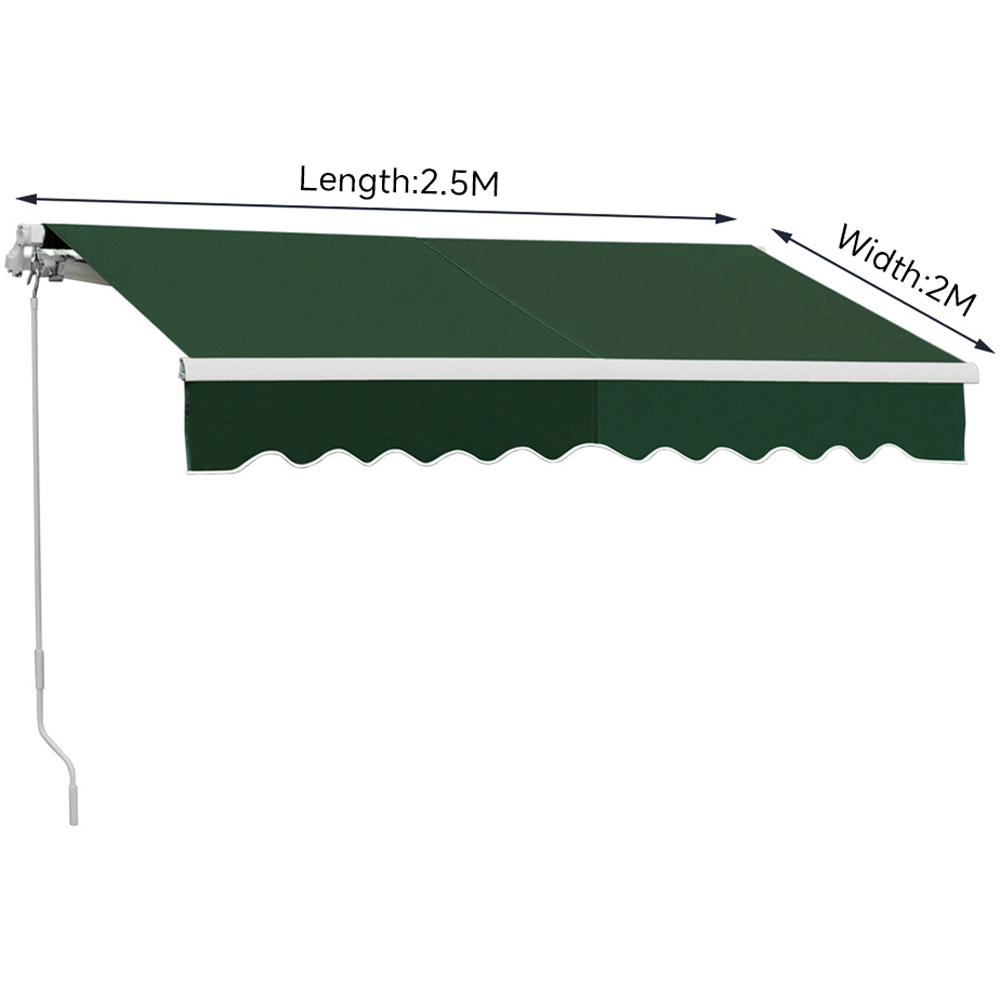 Living and Home Green Retractable Awning Manual Sunshade 2.5 x 2m Image 7