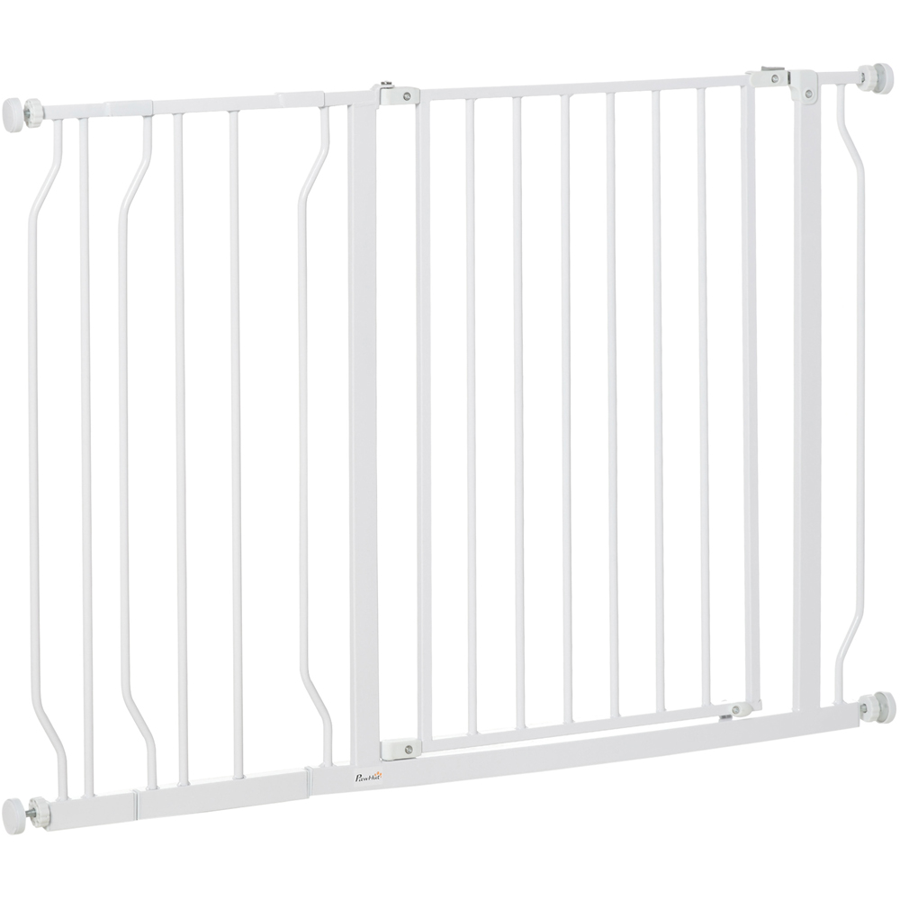 PawHut White 75-115cm Door Pressure Fit Wide Stair Pet Safety Gate Image 1