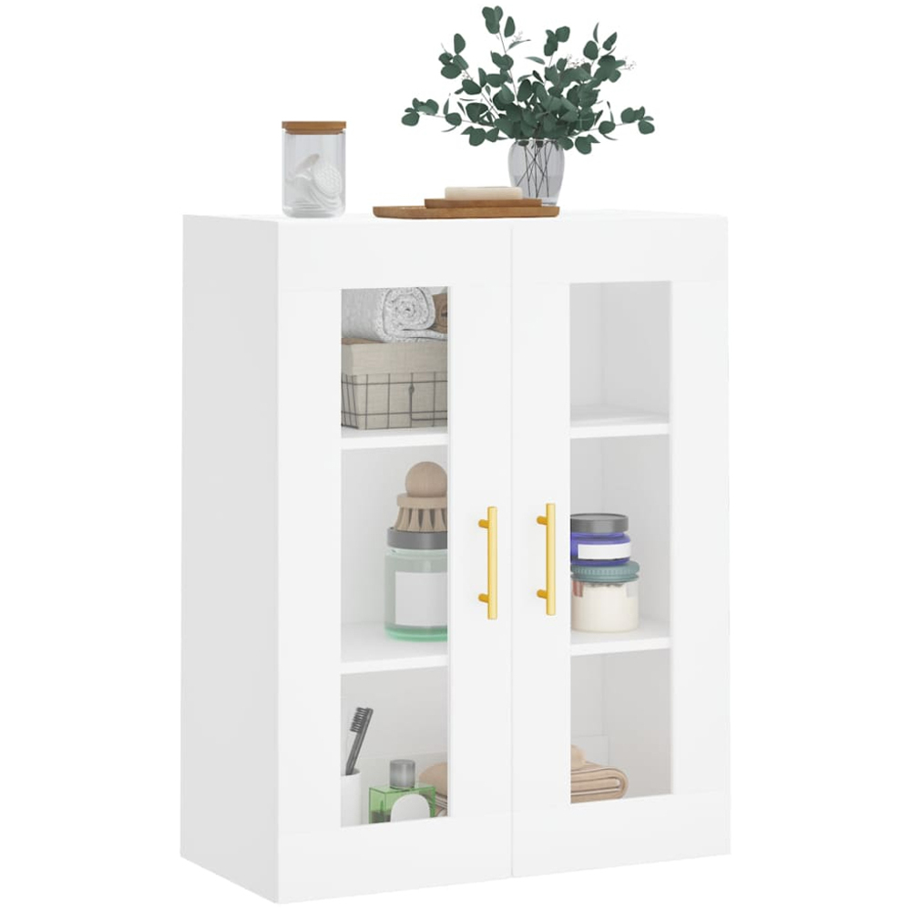 vidaXL 2 Glass Door White Wall Mounted Cabinet Image 4