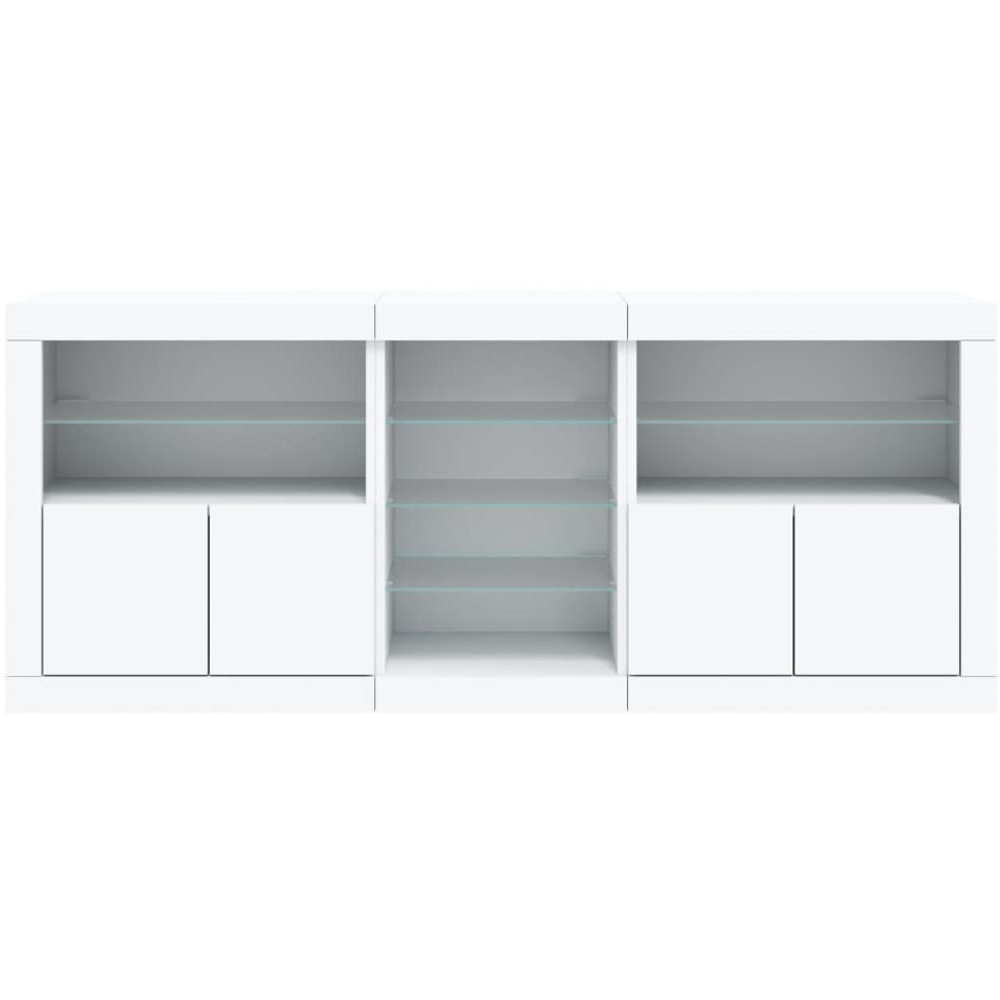 vidaXL 4 Door 8 Shelf White LED Sideboard 3 Piece Image 6