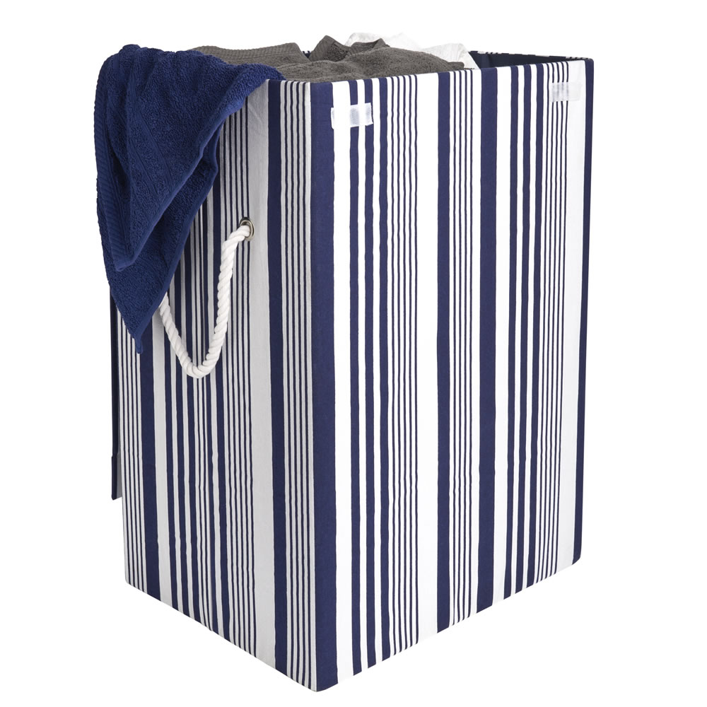 Wilko Blue Striped Laundry Bin Image 3
