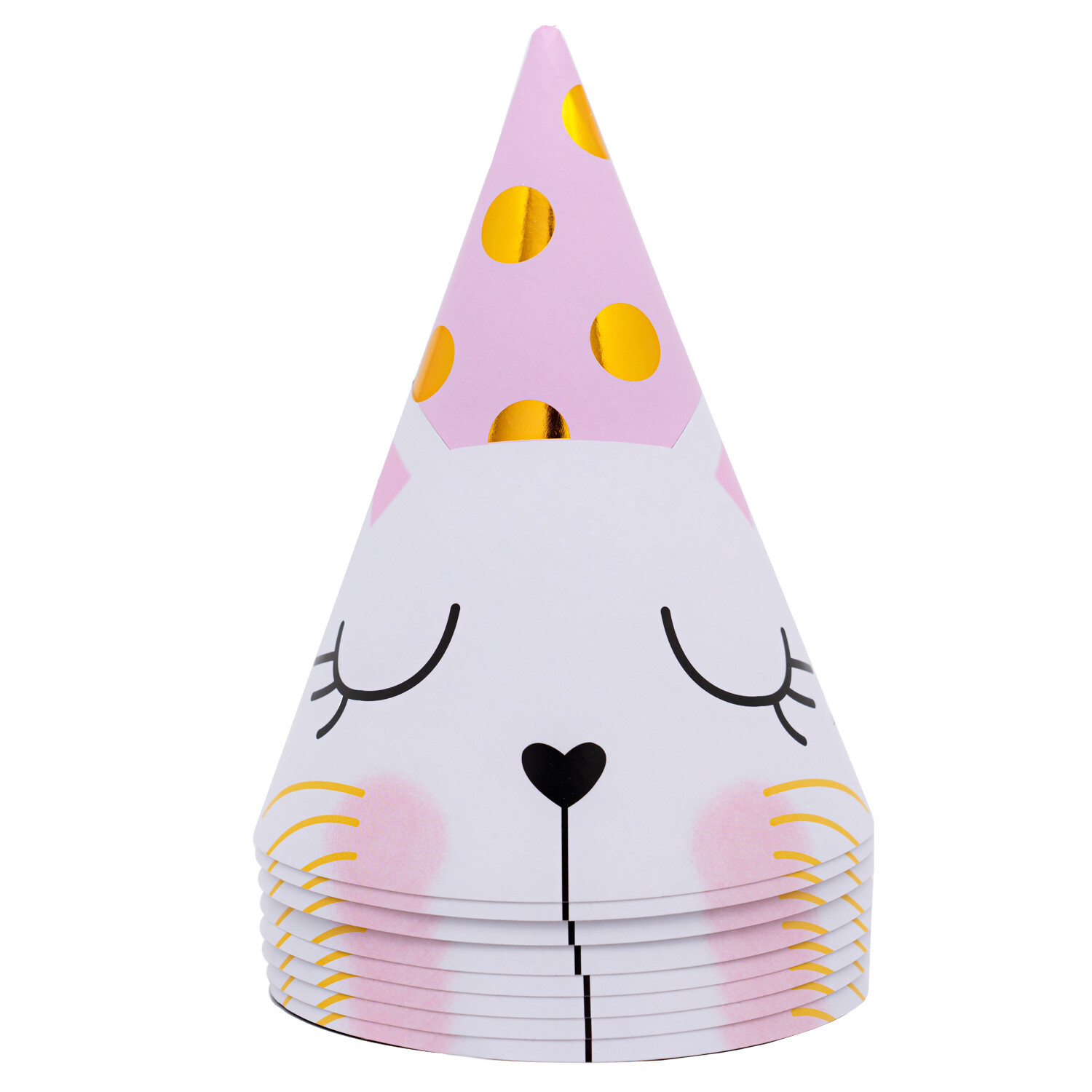 Pack of 8 Kitten Party Hats Pink Image 1