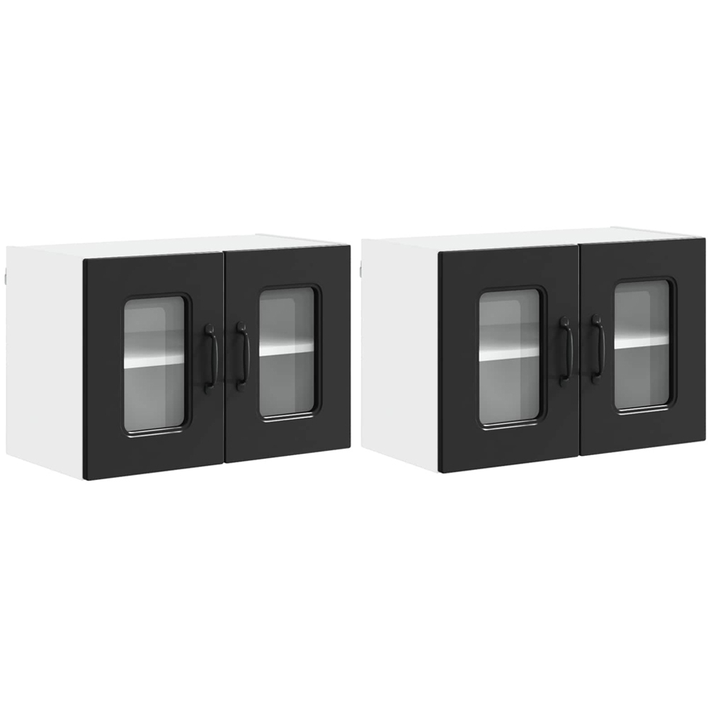vidaXL Kalmar 2 Door Black Wall Kitchen Cabinet 2 Pack Image 8