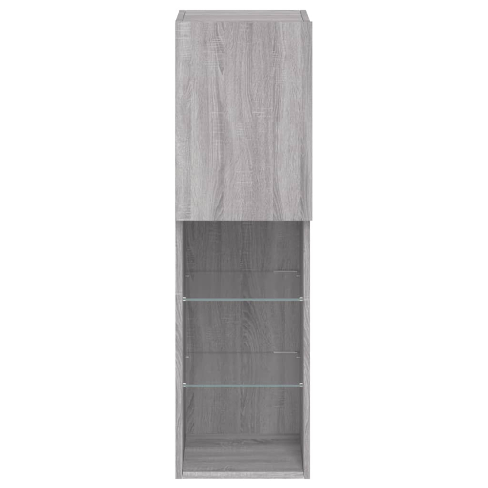 vidaXL Single Door 3 Shelf Grey Sonoma TV Cabinet with LED Lights Image 9