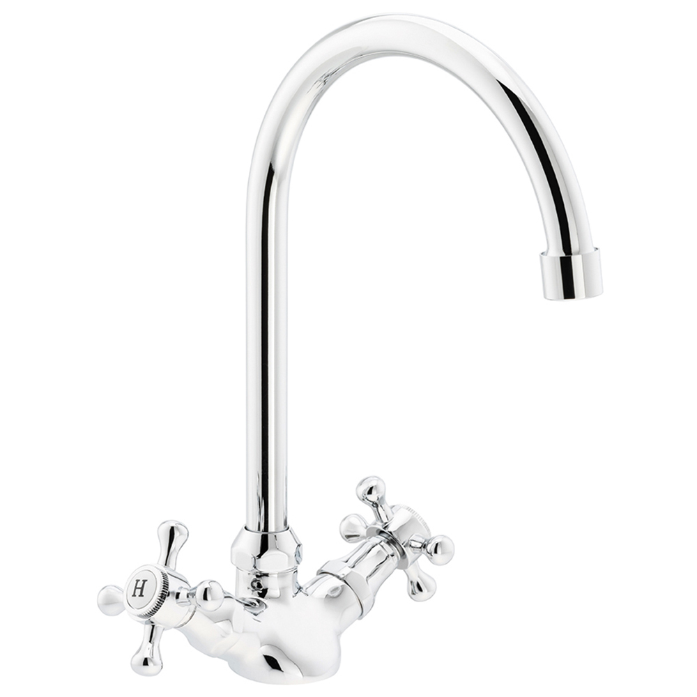 wilko Ouse Chrome Dual Lever Mono Kitchen Tap Image 1