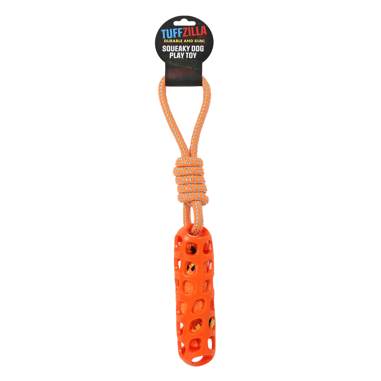 TPR Squeaky Rope Dog Toy with Handle Image 1