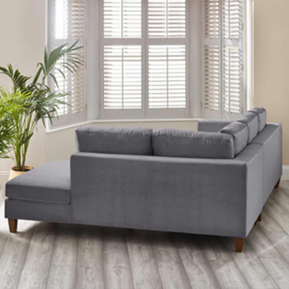 Furniturebox Fraser 4 Seater Grey Velvet L Shape Sofa Image 4