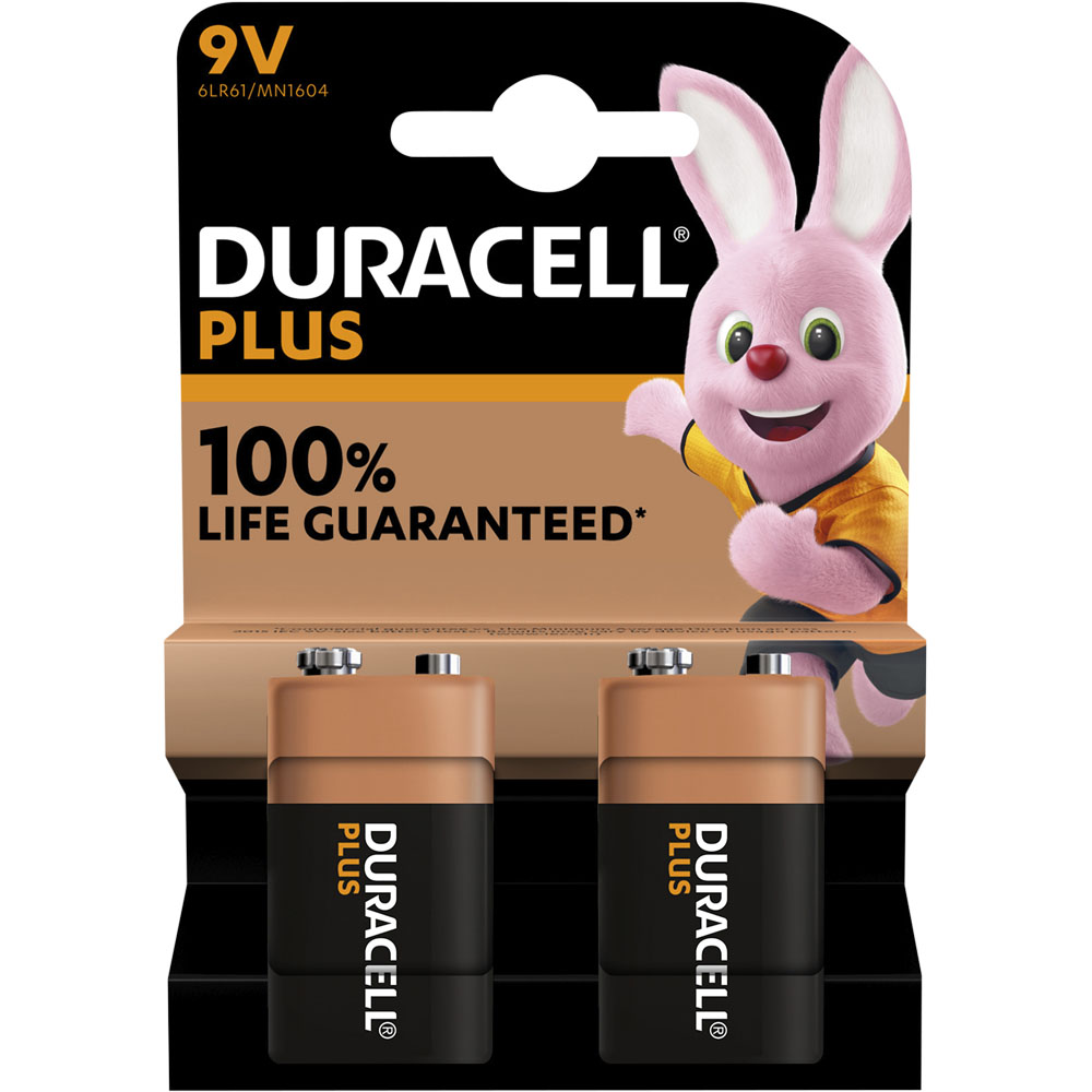 Duracell Plus 2 Pack 9V Batteries Image 1
