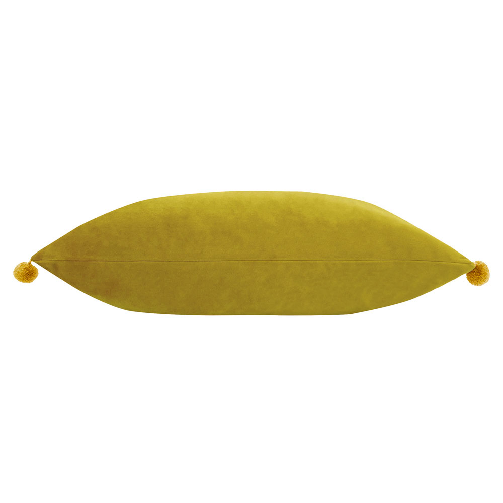 Paoletti Fiesta Bamboo Gold Pom Pom Velvet Cushion Image 2