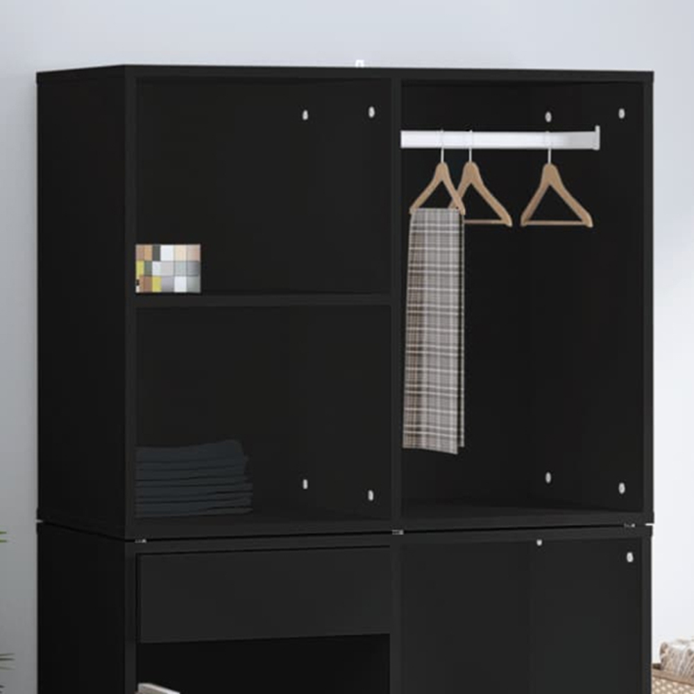 vidaXL 3 Shelf Black Engineered Wood Dressing Cabinet Image 1