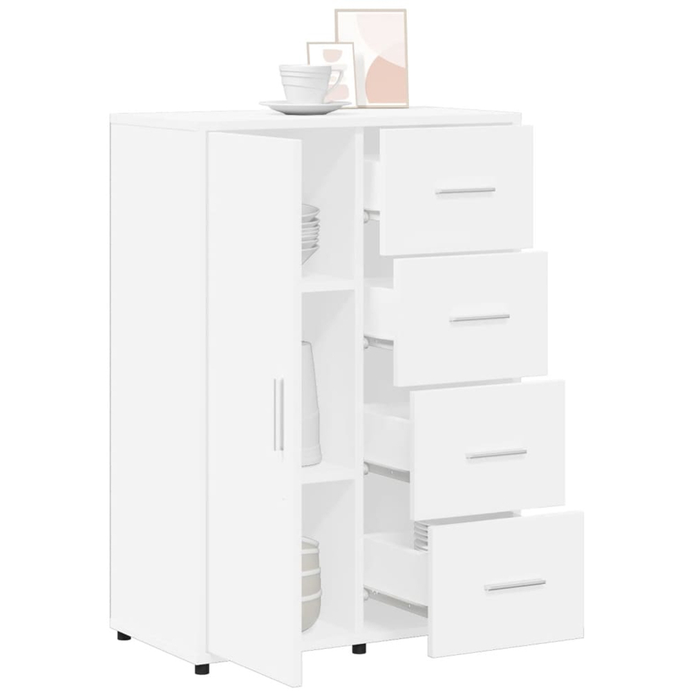 vidaXL Single Door 4 Drawer White Sideboard Image 3