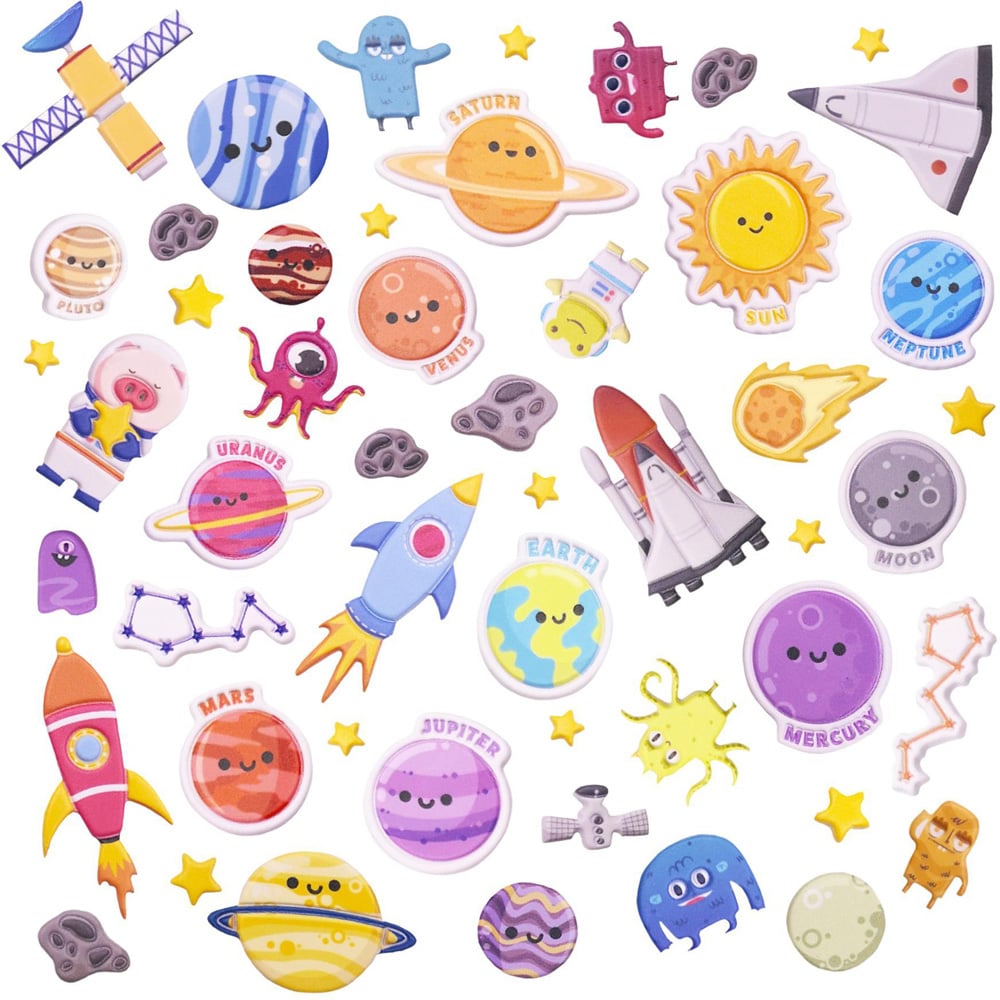 Walplus Lost in Space Double Sided Reusable Foam Window Sticker 103 Piece Image 1