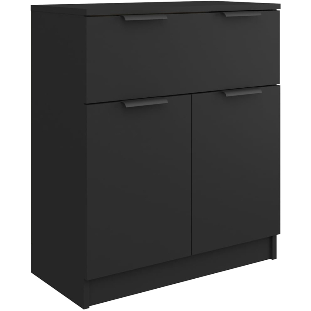 vidaXL 2 Door Single Drawer Black Wooden Sideboard Image 2