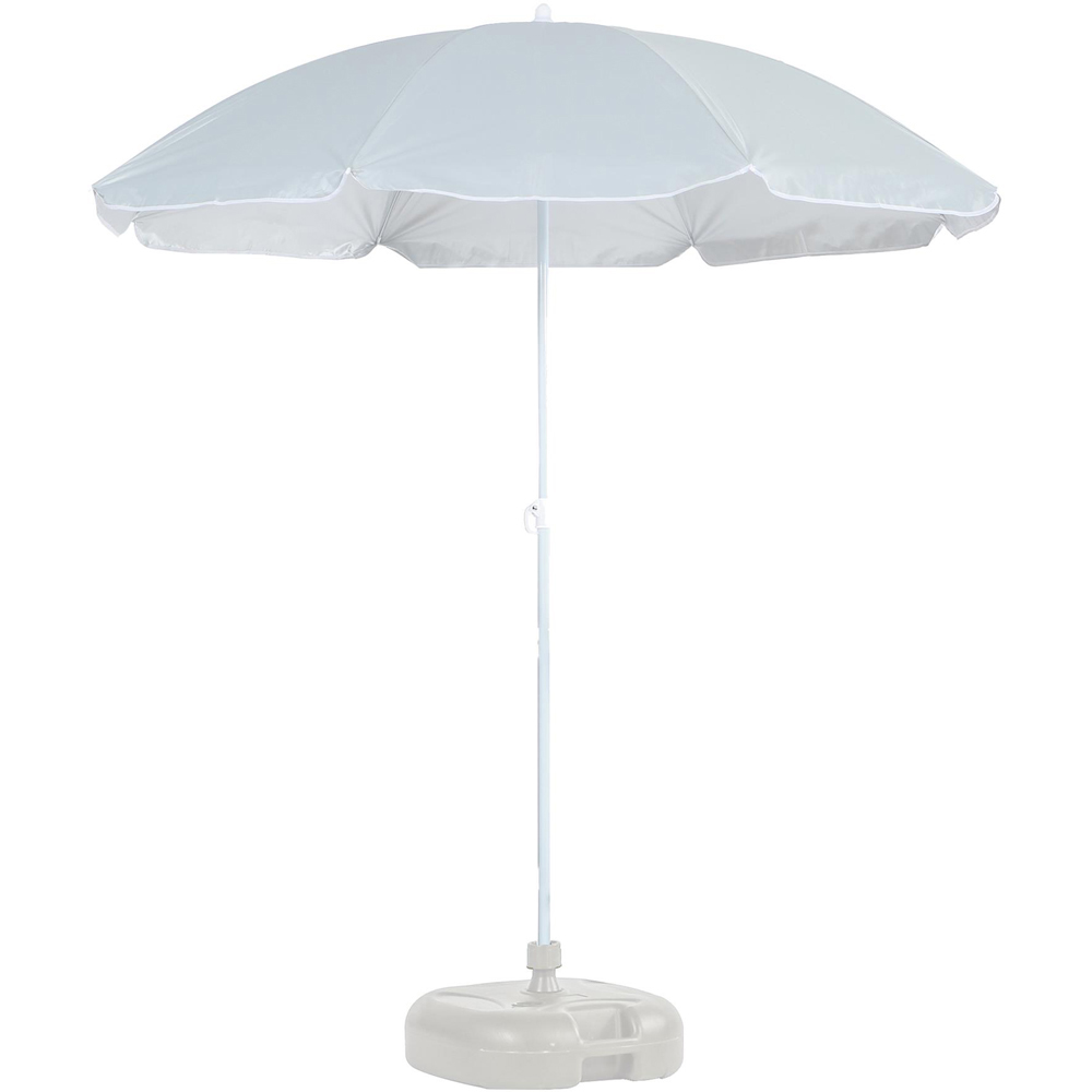 Harbour Housewares Grey and White Metal Beach Parasol with Fillable Base 1.74 x 1.93m Image 1