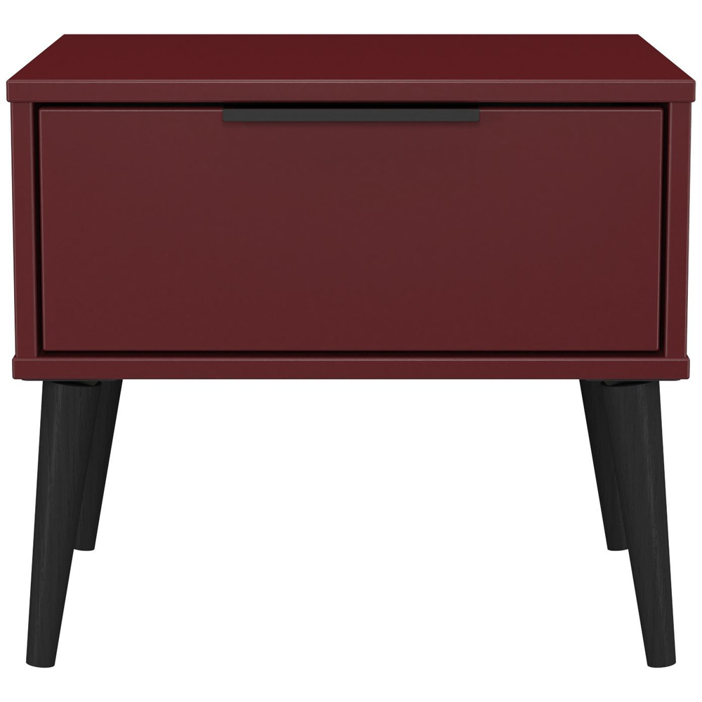 Crowndale Hong Kong Single Drawer Matt Red and Black Side Table Ready Assembled Image 3