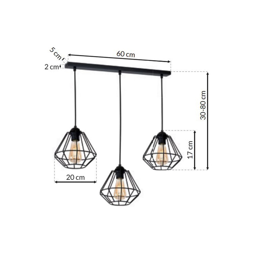 Milagro Colin Black 3 Pendant Lamp 230V Image 7