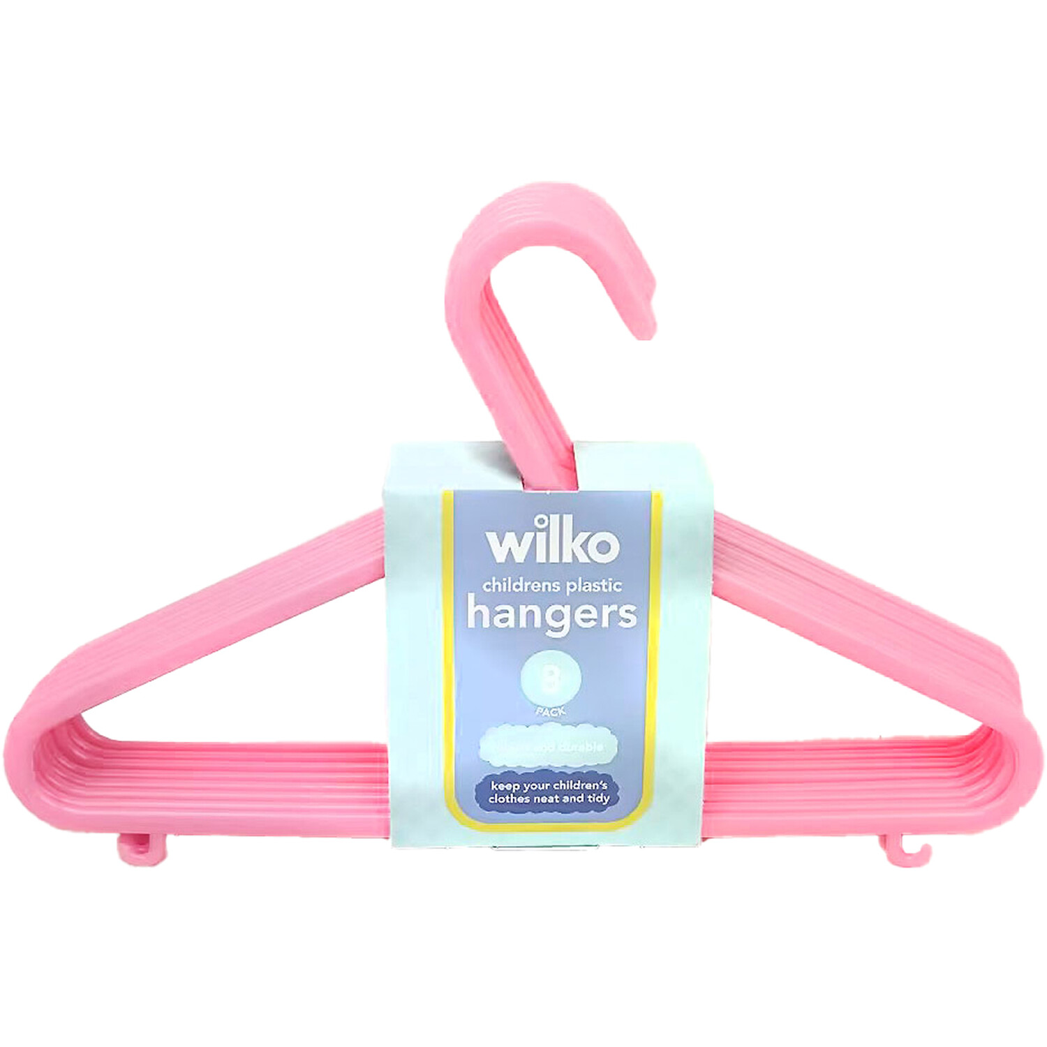 Pack of 8 Childrens Plastic Hangers Pink or Blue Image 1