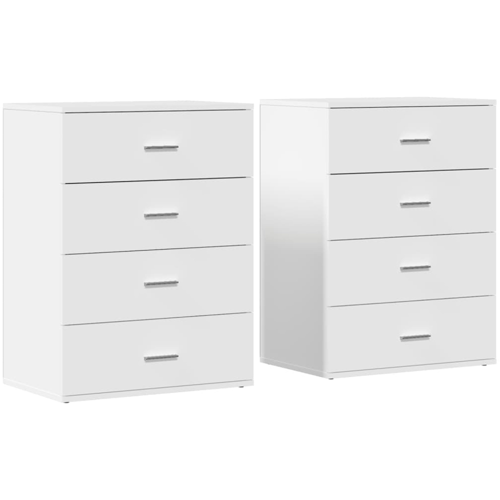 vidaXL 4 Drawer White Sideboard Set of 2 Image 2