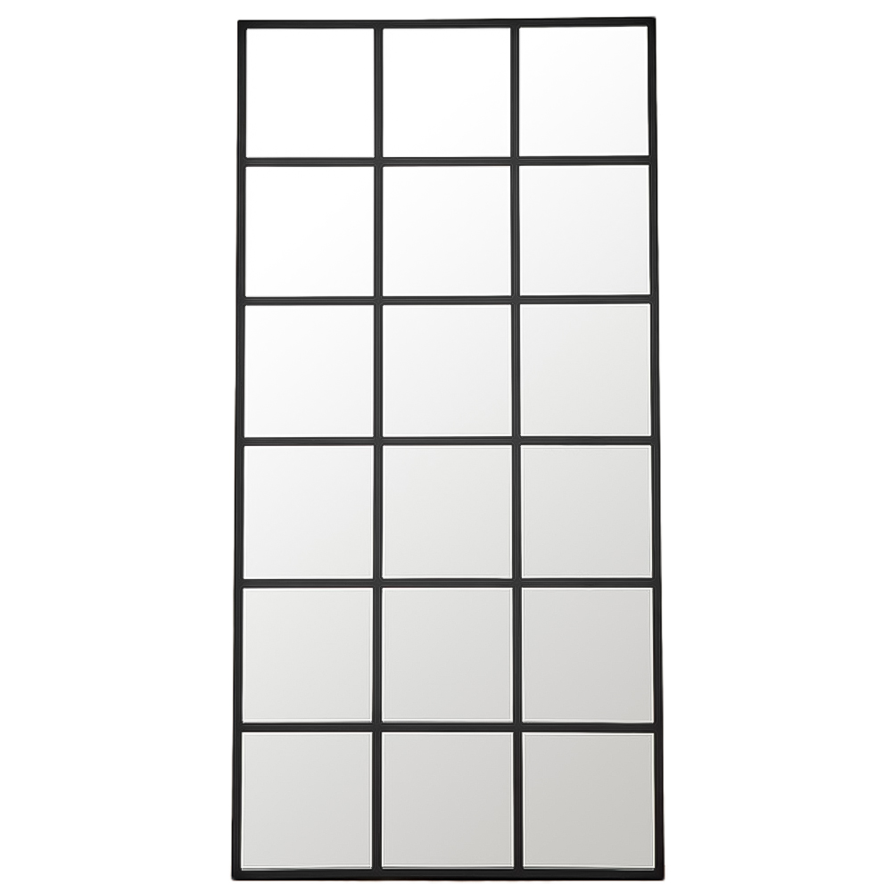 Furniturebox Yuki Black Window Medium Wall Mirror 140 x 70cm Image 1