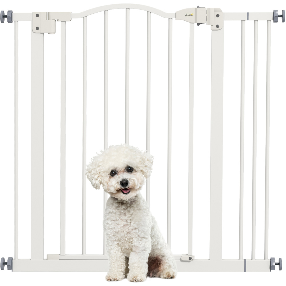 PawHut White 74-87cm Adjustable Metal Pet Safety Gate Image 3