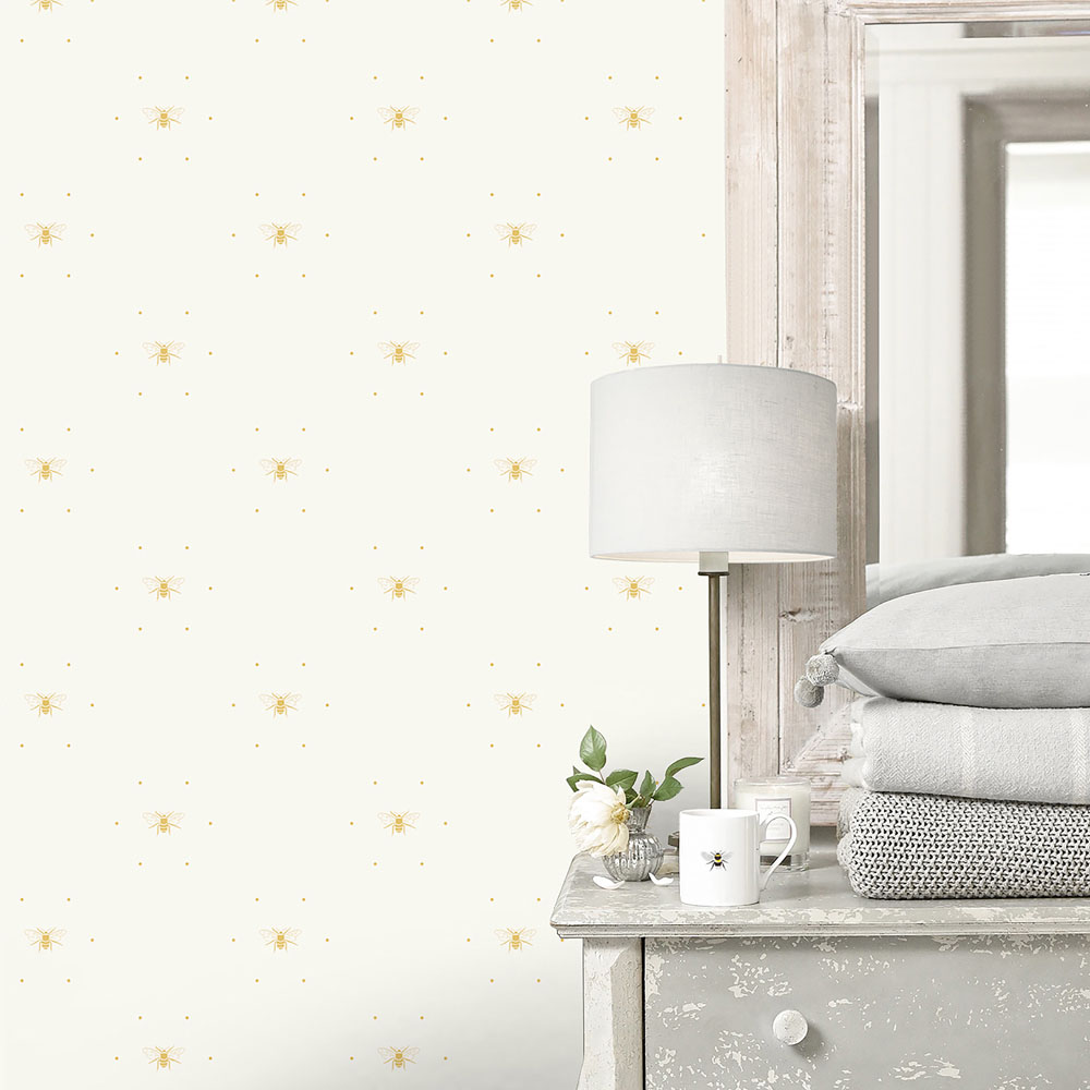 Sophie Allport Bees Silhouette Cream and Ochre Wallpaper Image 3