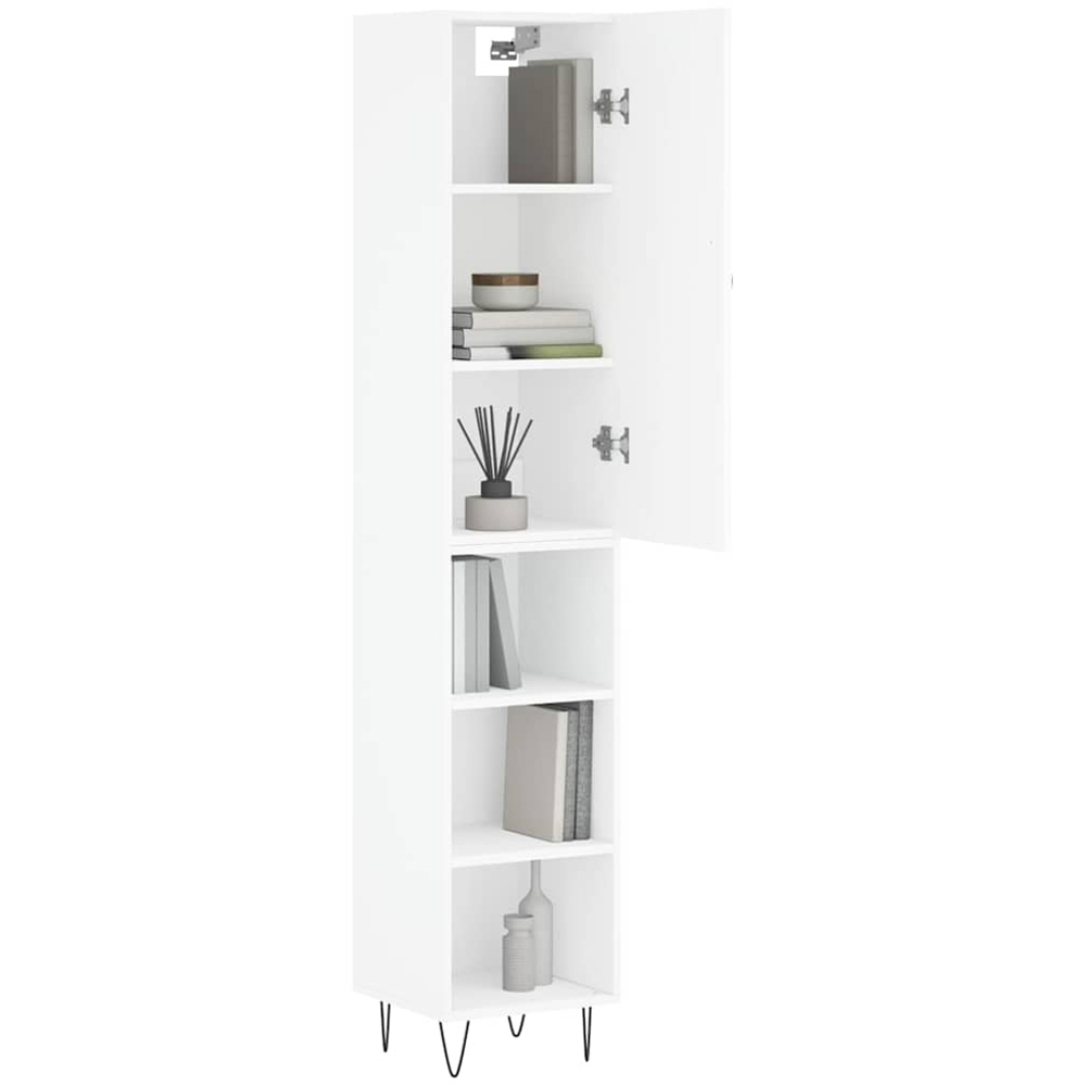 vidaXL Single Door 3 Open Shelf White Highboard Image 3