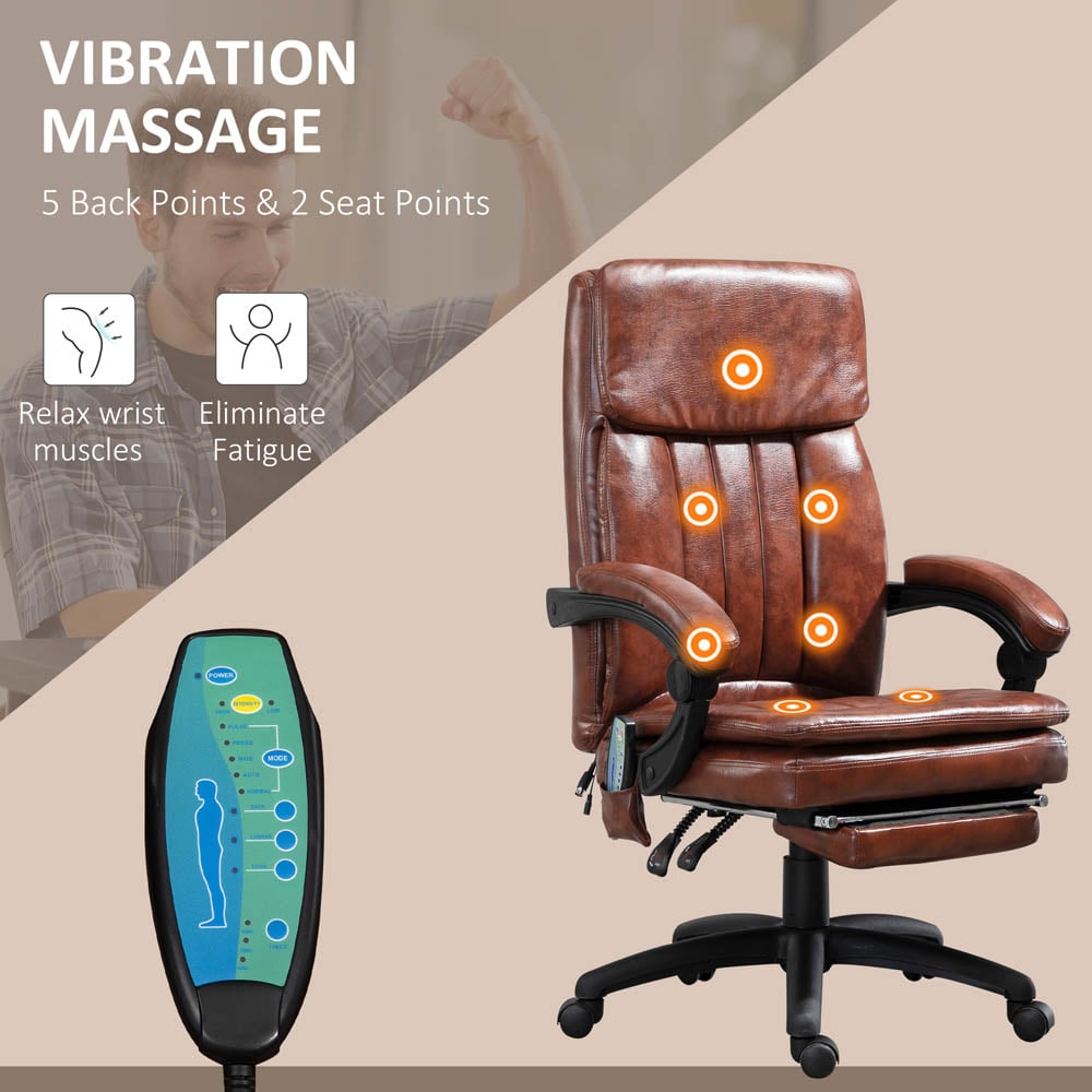 Portland Brown PU Leather Swivel Recliner Office Chair Image 5