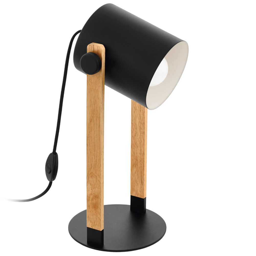 EGLO Hornwood Black and Wood Table Lamp Image 1