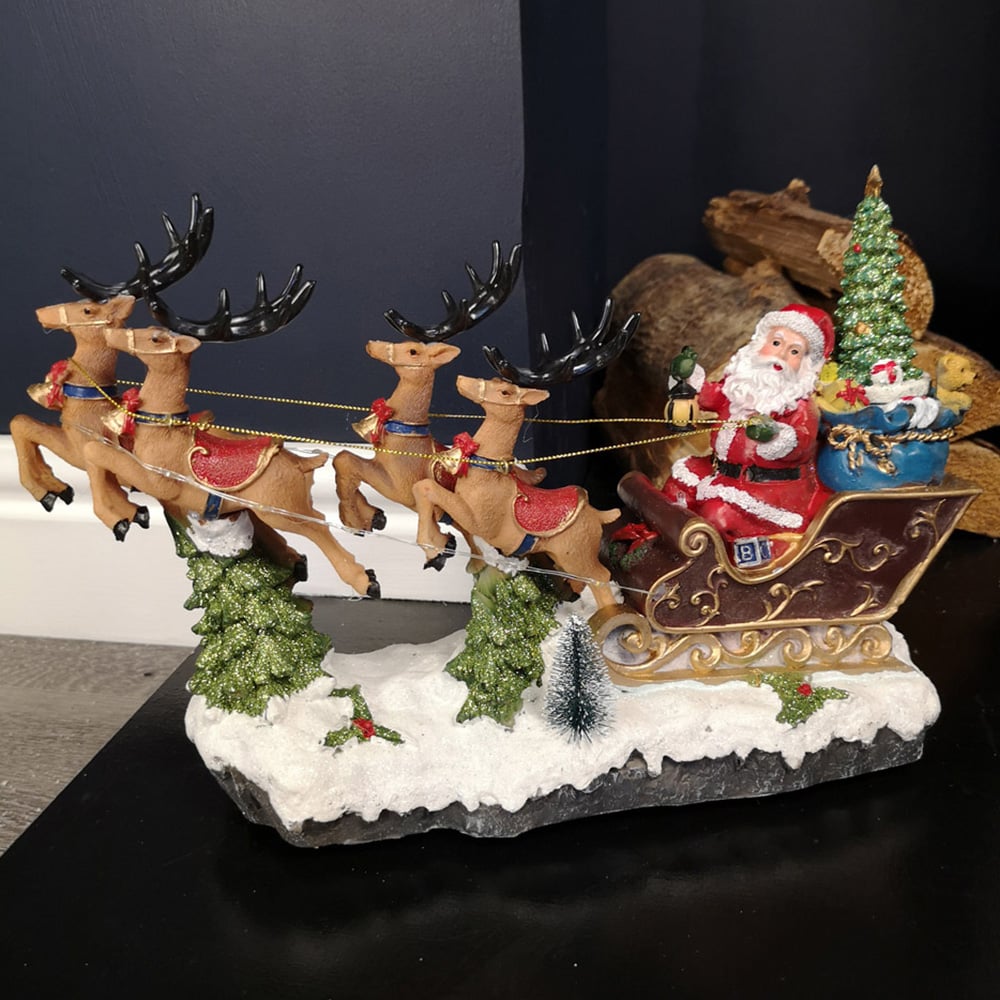 Samuel Alexander Santa Riding Sleigh Musical LED Christmas Decoration 35cm Image 2